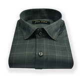 Forest Green Color Poly Cotton Casual Checked Shirt For Men - Punekar Cotton