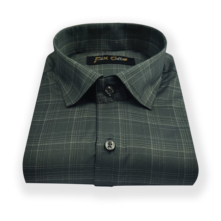 Forest Green Color Poly Cotton Casual Checked Shirt For Men - Punekar Cotton