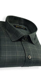 Forest Green Color Poly Cotton Casual Checked Shirt For Men - Punekar Cotton