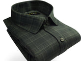 Forest Green Color Poly Cotton Casual Checked Shirt For Men - Punekar Cotton