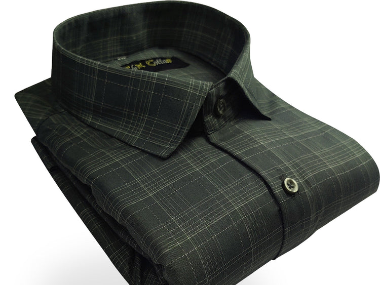 Forest Green Color Poly Cotton Casual Checked Shirt For Men - Punekar Cotton