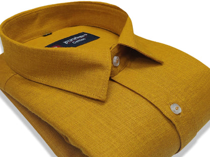 Golden Color Blended Linen Shirt For Men&