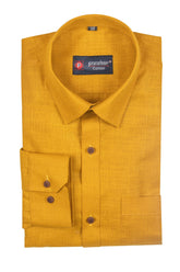 Golden Color Blended Linen Shirt For Men's - Punekar Cotton