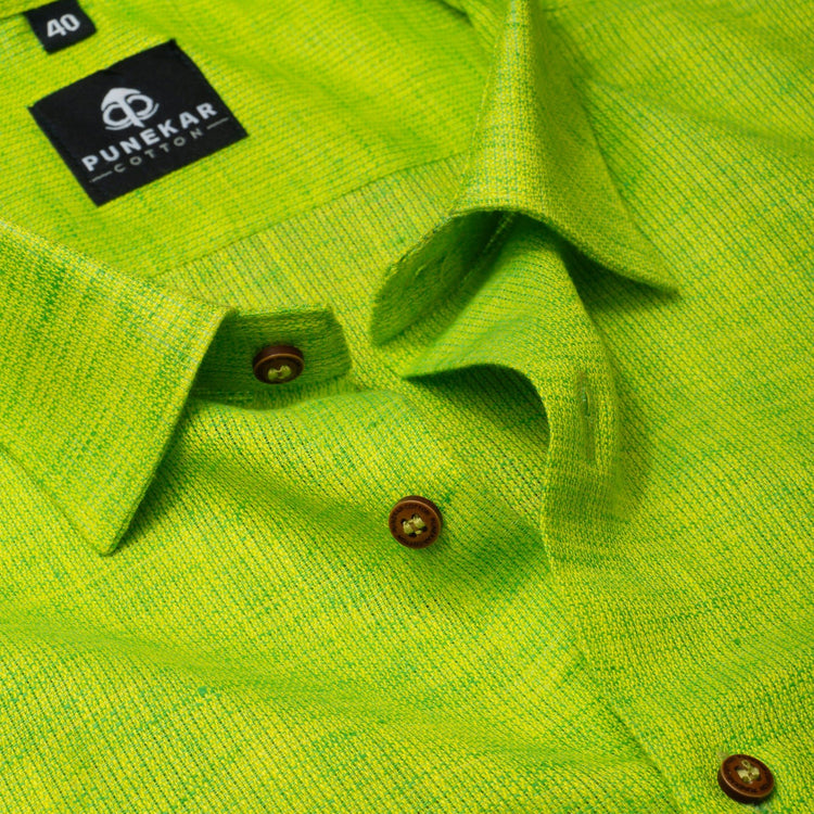 Green Color Combed Cotton Shirts For Men - Punekar Cotton