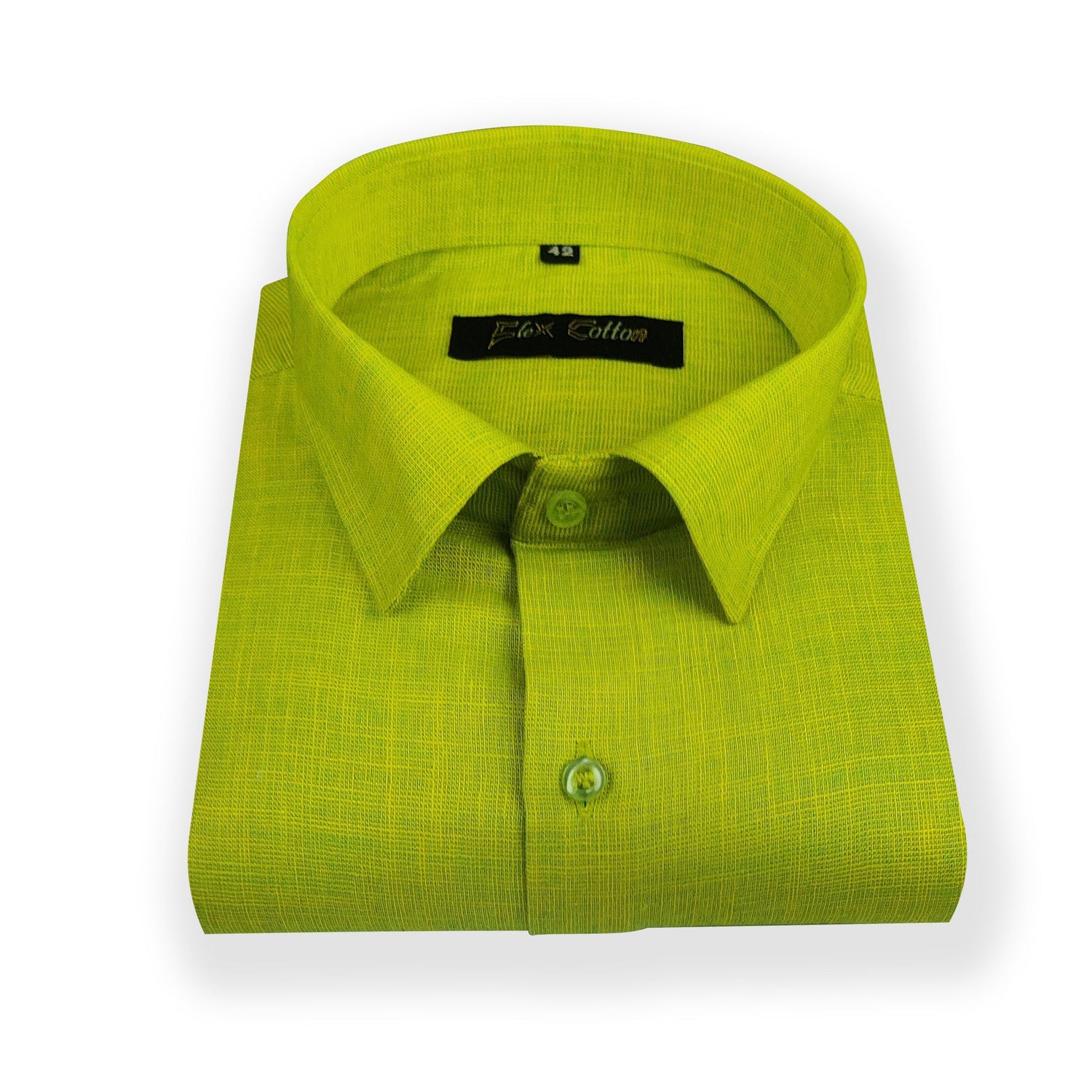 Green Color Dual Tone Matty Cotton Shirt For Men's