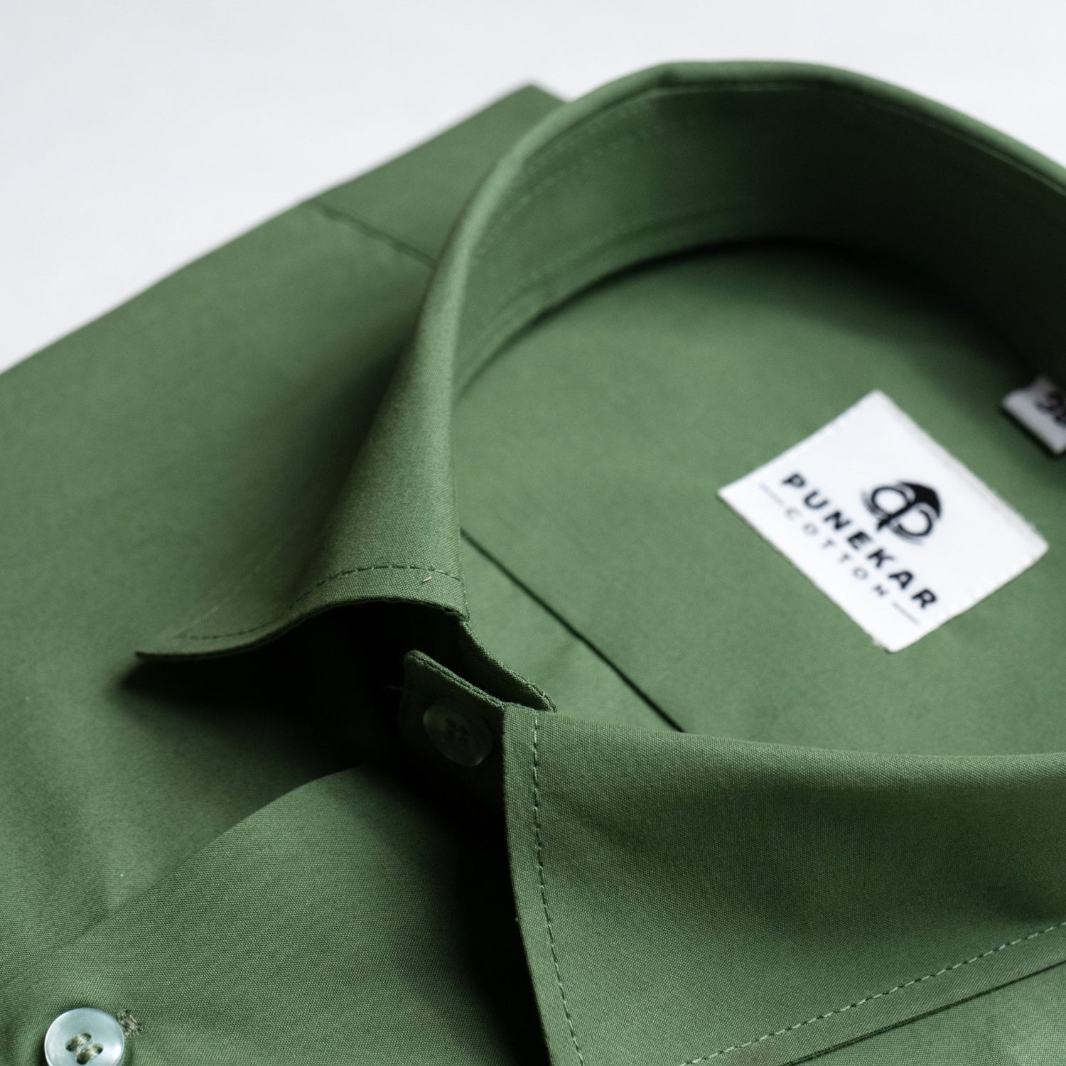 Green Color Lycra Twill Cotton Shirt For Men - Punekar Cotton