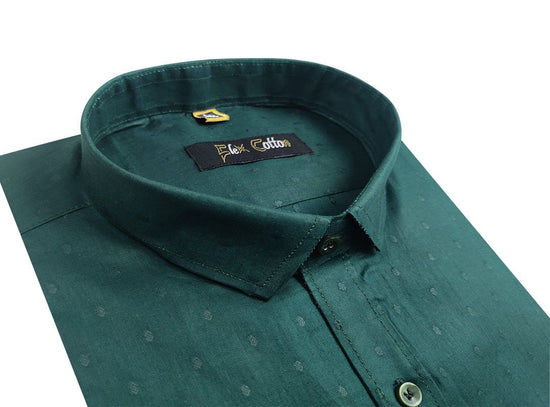 Green Color Paper Cotton Ready starch Shirt For Men - Punekar Cotton