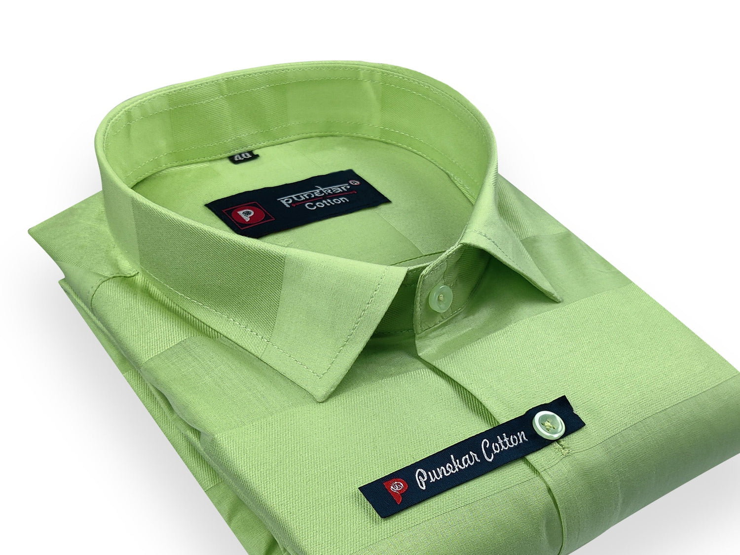 Green Color Pure Cotton Wide Stripes Shirt For Men - Punekar Cotton