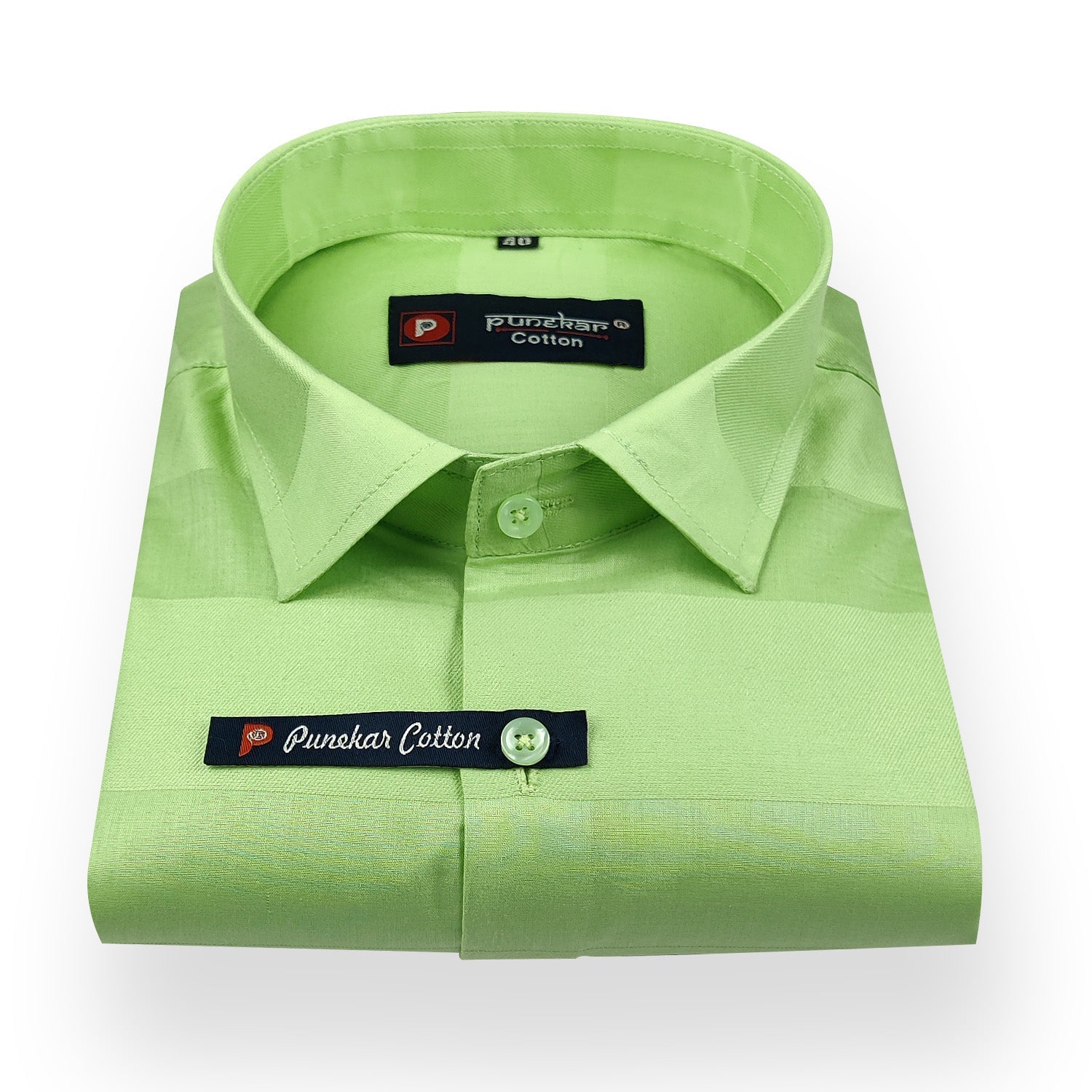 Green Color Pure Cotton Wide Stripes Shirt For Men - Punekar Cotton