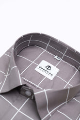 Grey Color Big Checks Cotton Shirts For Men - Punekar Cotton