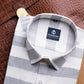 Grey Color Cotton Stripe Shirt For Men - Punekar Cotton
