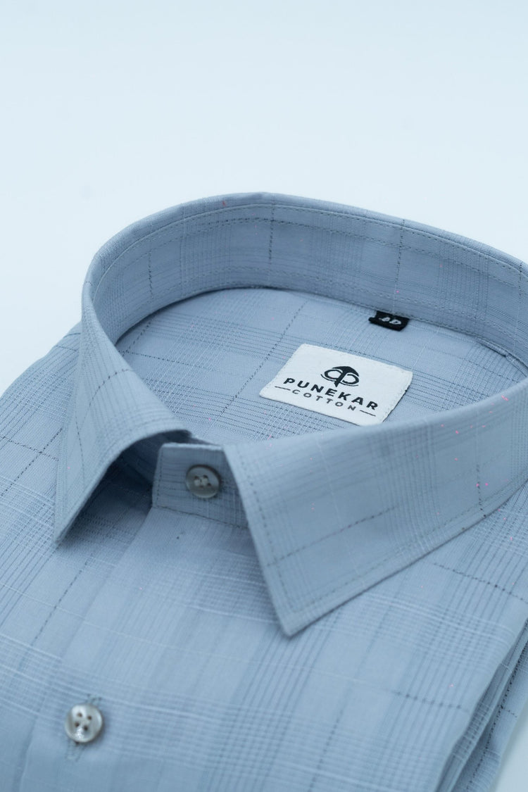 Grey Color Pure Cotton Shirts For Men - Punekar Cotton