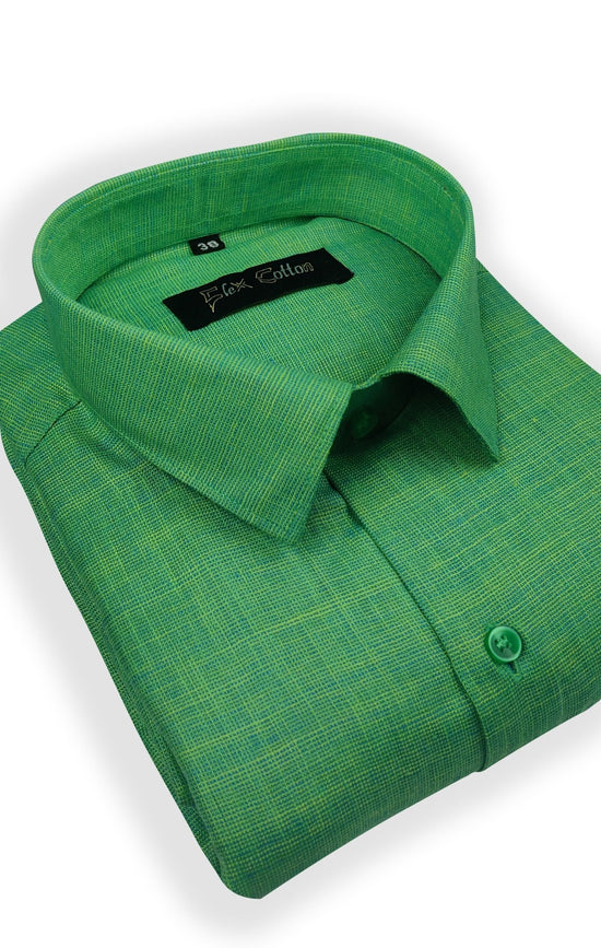 Leaf Green Color Dual Tone Matty Cotton Shirt For Men's - Punekar Cotton