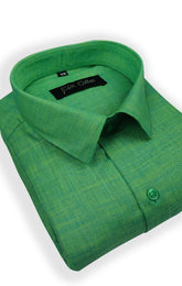 Leaf Green Color Dual Tone Matty Cotton Shirt For Men's - Punekar Cotton