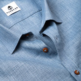 Light Blue Color Blended Linen Shirt For Men's - Punekar Cotton