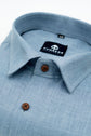 Light Blue Color Blended Linen Shirt For Men's - Punekar Cotton