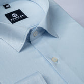 Light Blue Color Dotted Dobby Cotton Shirt For Men - Punekar Cotton