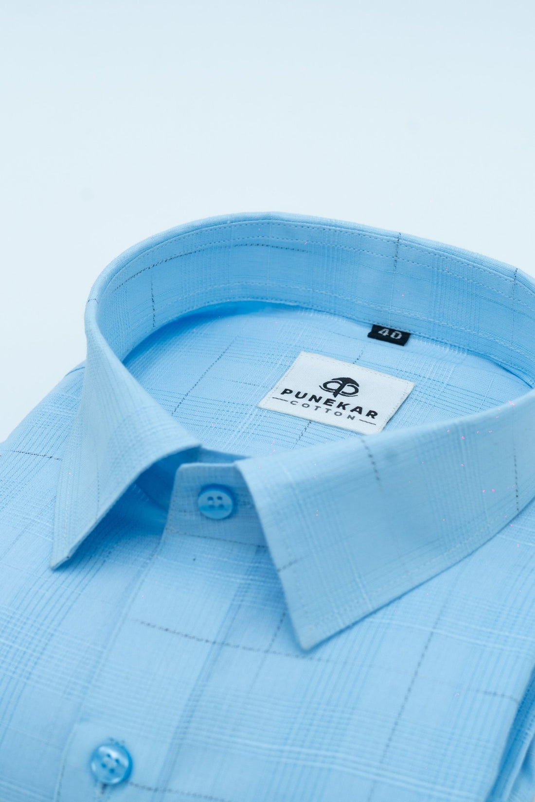 Light Blue Color Pure Cotton Shirts For Men - Punekar Cotton