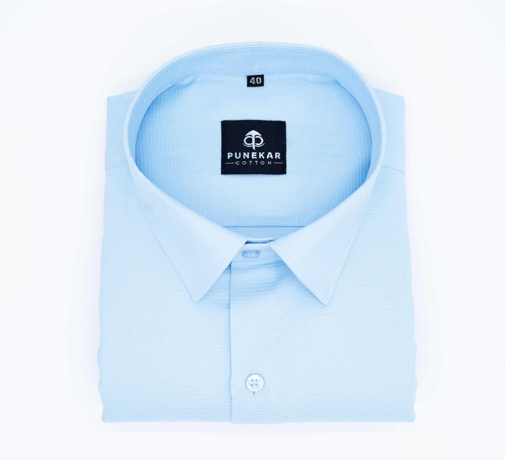 Light Blue Color Twitter Lining Blende Cotton Shirts For Men - Punekar Cotton