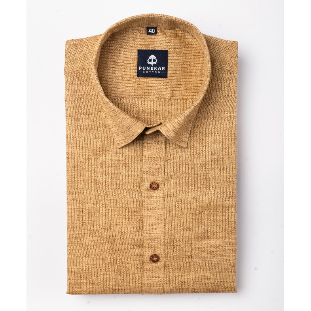 Light Brown Color Combed Cotton Shirts For Men - Punekar Cotton