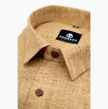 Light Brown Color Combed Cotton Shirts For Men - Punekar Cotton