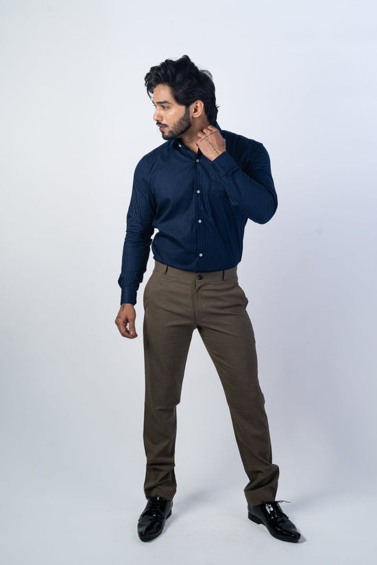 Light Brown Color Wicking Texture Blend Cotton Pant for Men - Punekar Cotton