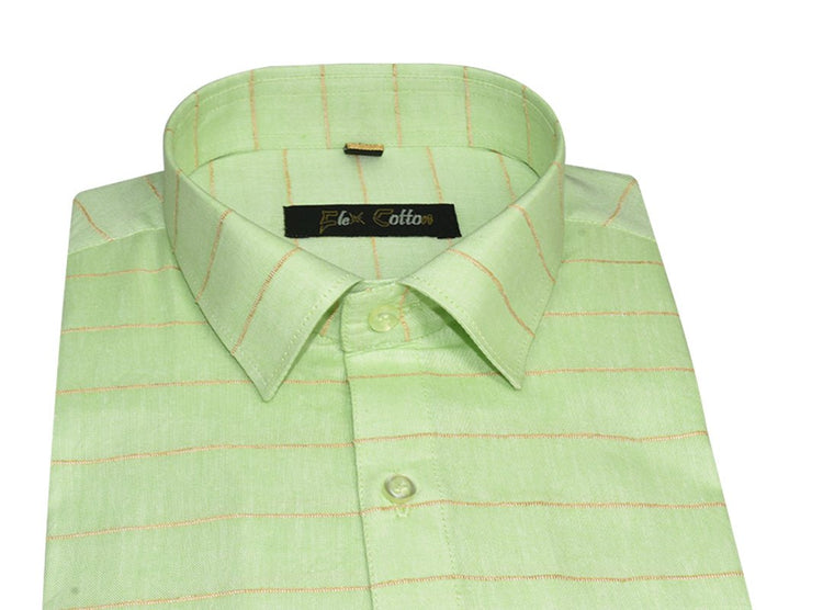 Light Green Color 3D Lining Cotton Shirts For Men's - Punekar Cotton