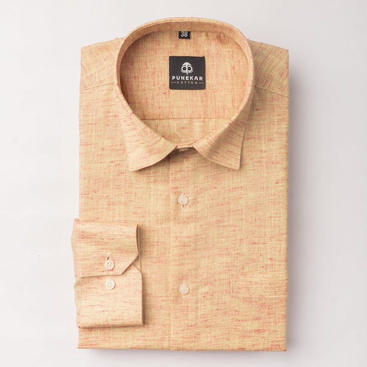 Light Orange Color Blend Cotton Shirt For Men - Punekar Cotton
