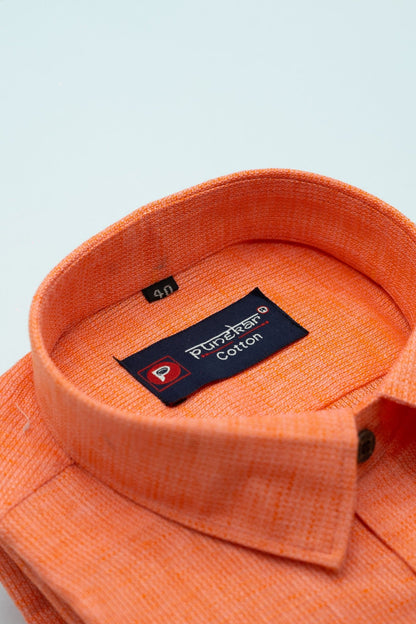 Light Orange Color Combed Cotton Shirts For Men - Punekar Cotton