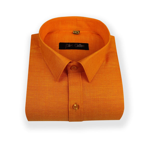 Light Orange Color Dual Tone Matty Cotton Shirt For Men's - Punekar Cotton