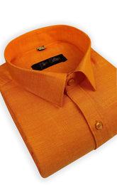 Light Orange Color Dual Tone Matty Cotton Shirt For Men's - Punekar Cotton