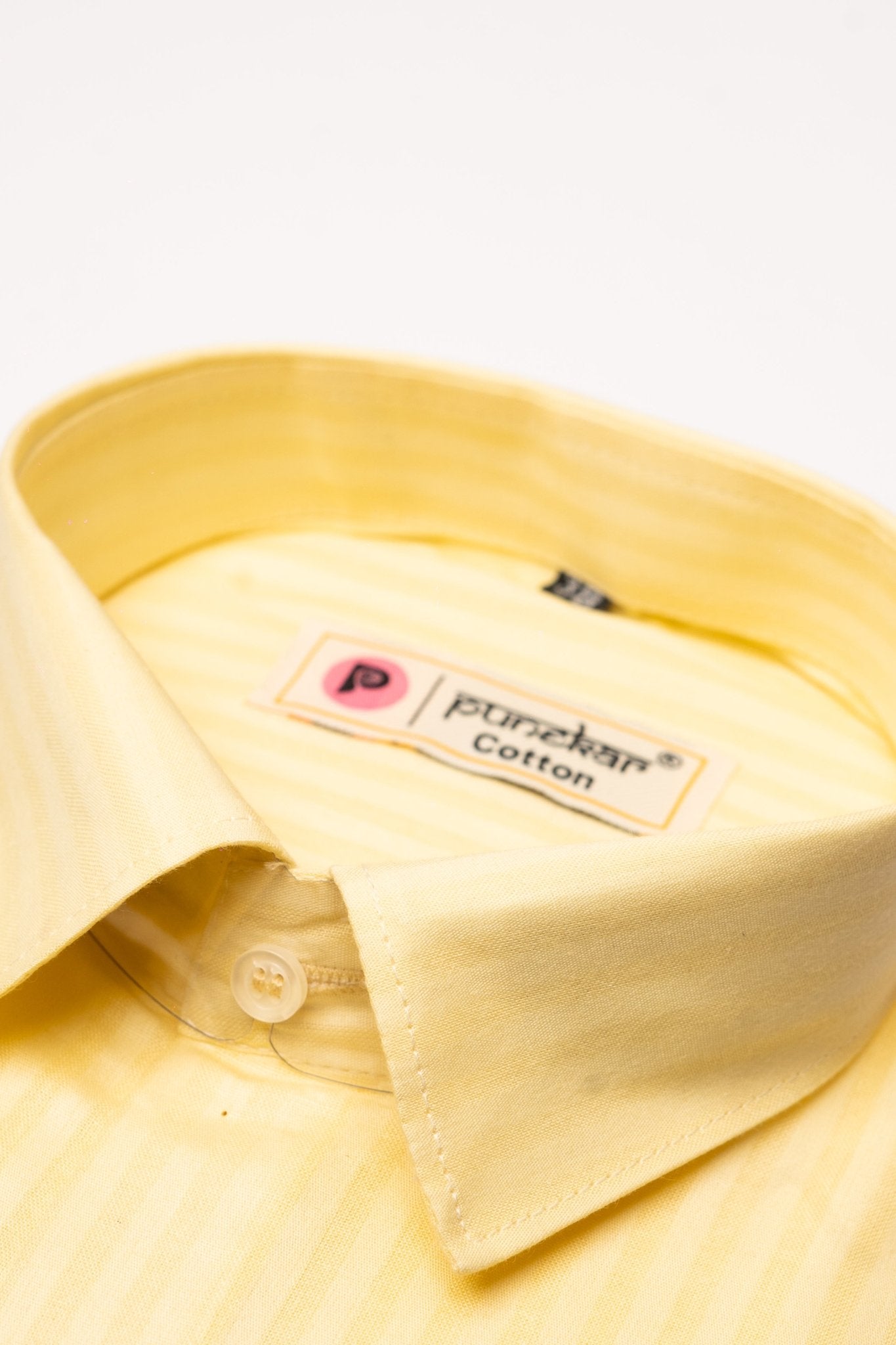 Light Yellow Color vertical Cotton stripe Shirt For Men - Punekar Cotton