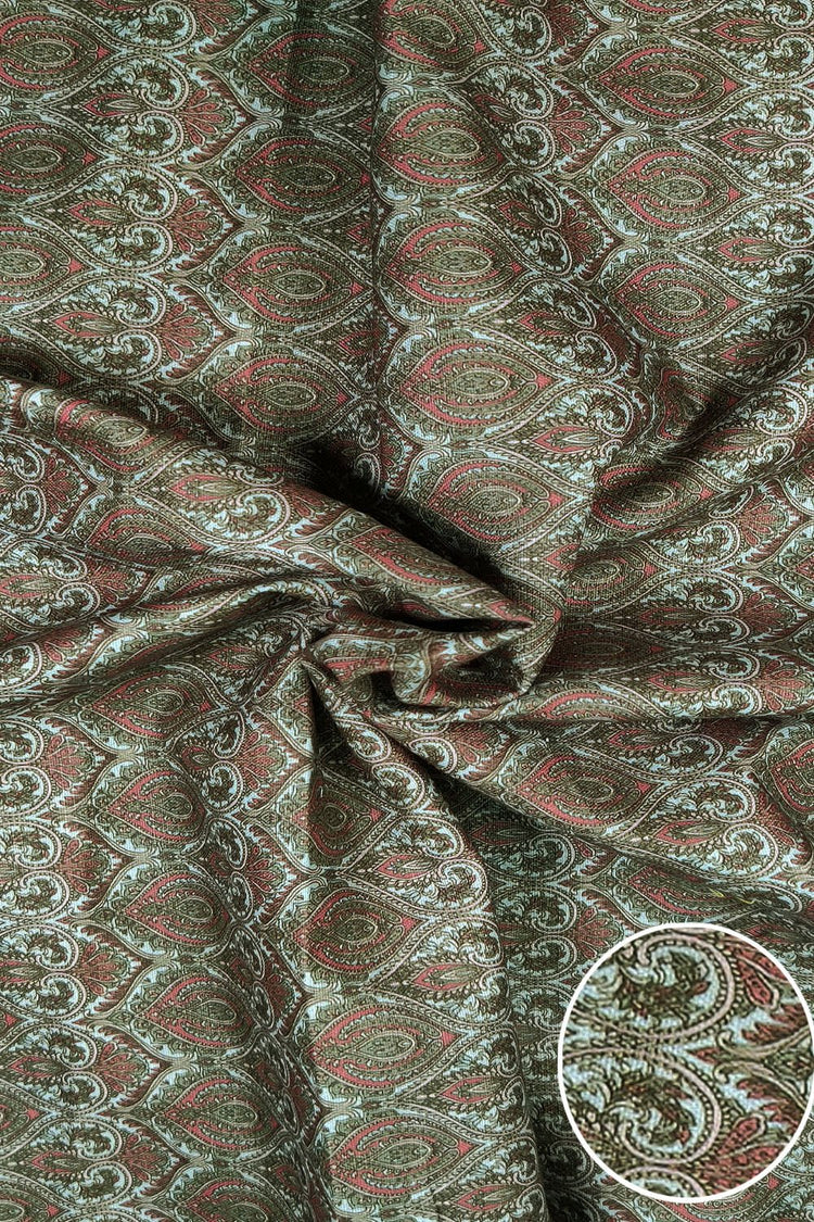 Maroon Color Printed Unstitched Linen Fabric - Punekar Cotton