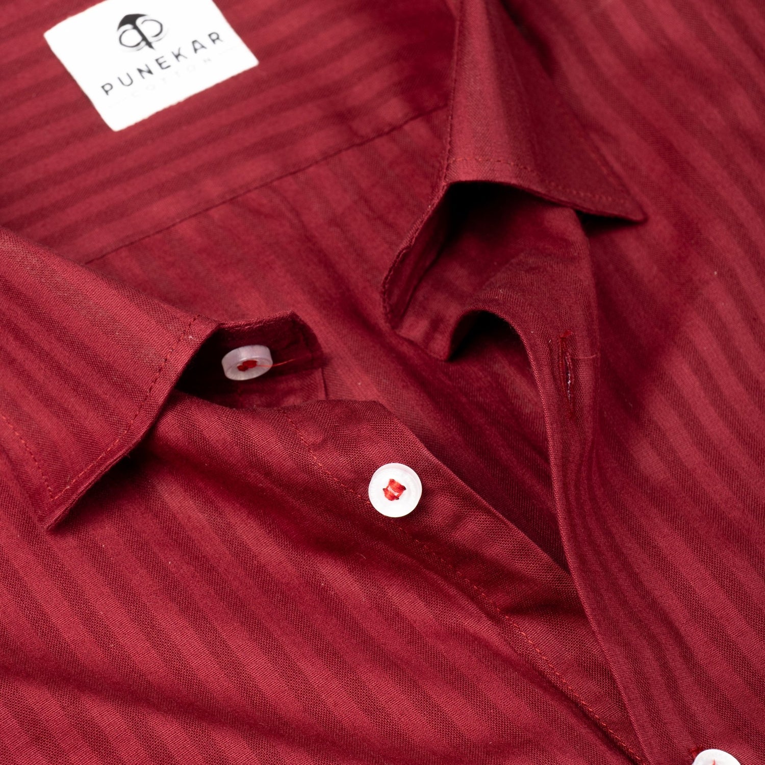 Maroon Color vertical Cotton stripe Shirt For Men – Punekar Cotton
