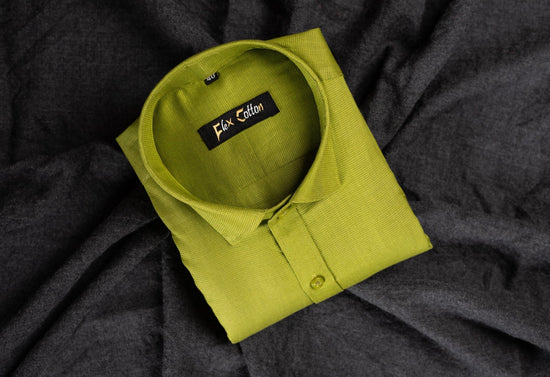 Mehendi Color Casa View Linen Shirt For Men's - Punekar Cotton