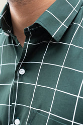 Mehndi Color Big Checks Cotton Shirts For Men - Punekar Cotton