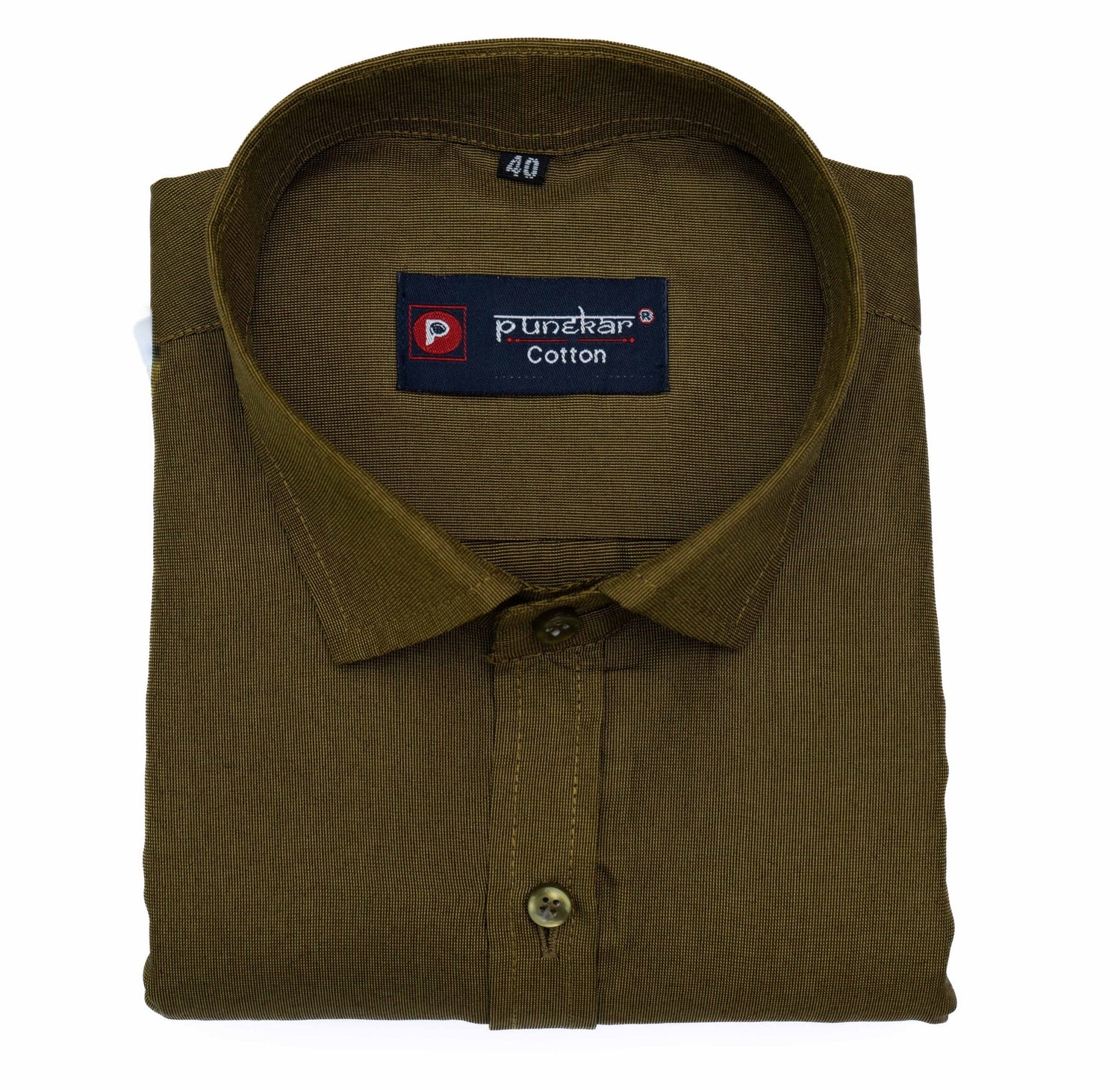 Mehndi Color Polyester Shirt For Men - Punekar Cotton