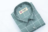 Mint Color Big Checks Cotton Shirts For Men - Punekar Cotton