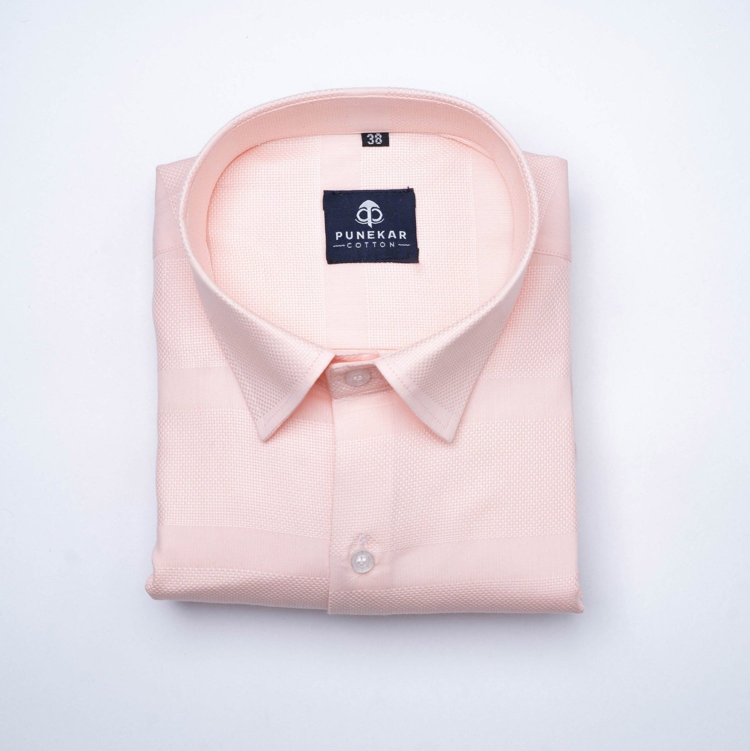 Misty Rose Color Pure Cotton Wide Stripe Shirt For Men - Punekar Cotton