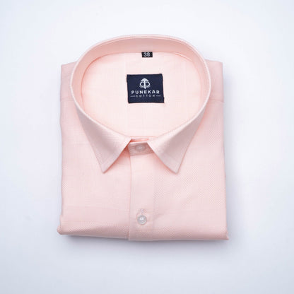 Misty Rose Color Pure Cotton Wide Stripe Shirt For Men - Punekar Cotton