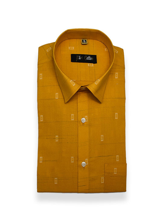 Mustard Color Cotton Butta Shirts For Men's - Punekar Cotton