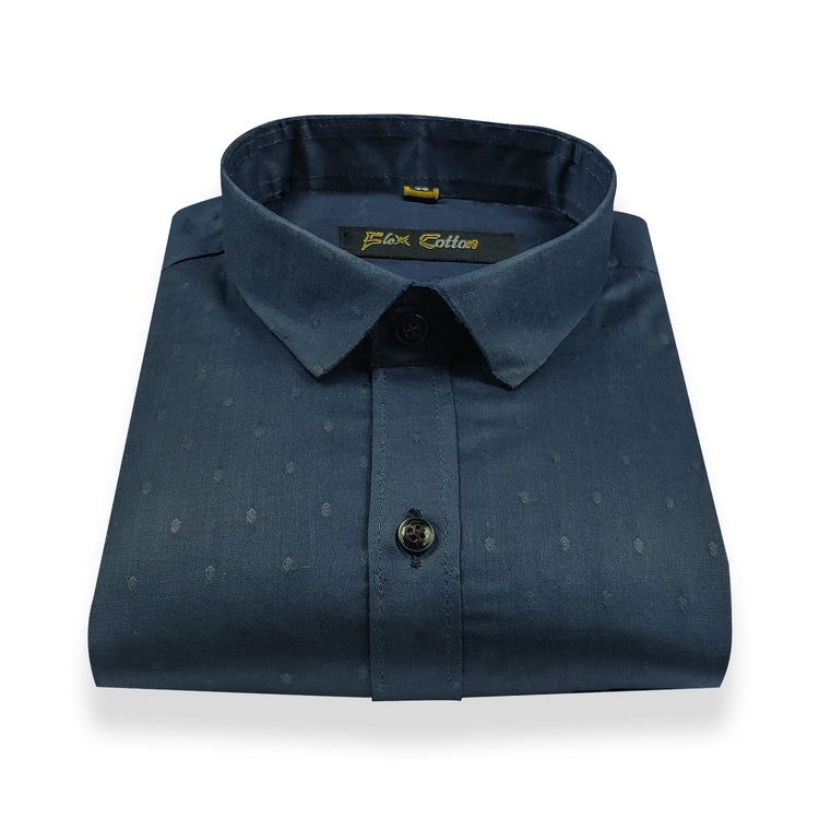 Navy Blue Color 100% Cotton Lawn Finish Shirt For Men - Punekar Cotton
