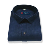 Navy Blue Color Blended Linen Shirt For Men's - Punekar Cotton