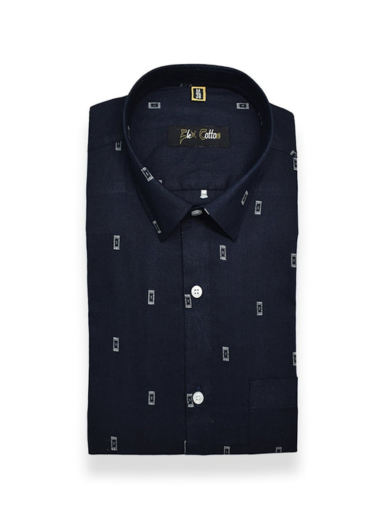 Navy Blue Color Cotton Butta Shirts For Men's - Punekar Cotton