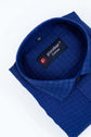 Navy Blue Color Cotton Self Woven Checks Handmade Shirts For Men's - Punekar Cotton