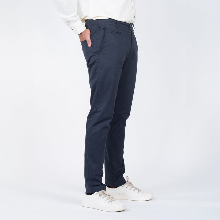 Navy Blue Color Cotton Trouser Pants for Men - Punekar Cotton