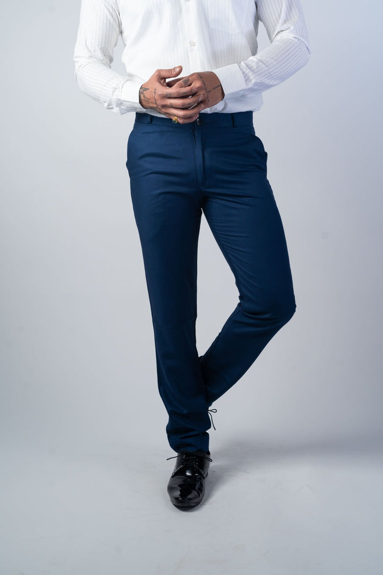 Navy Blue Color Formal Cotton Pant for Men - Punekar Cotton