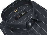 Navy Blue Color Lining Cotton Shirts For Men - Punekar Cotton