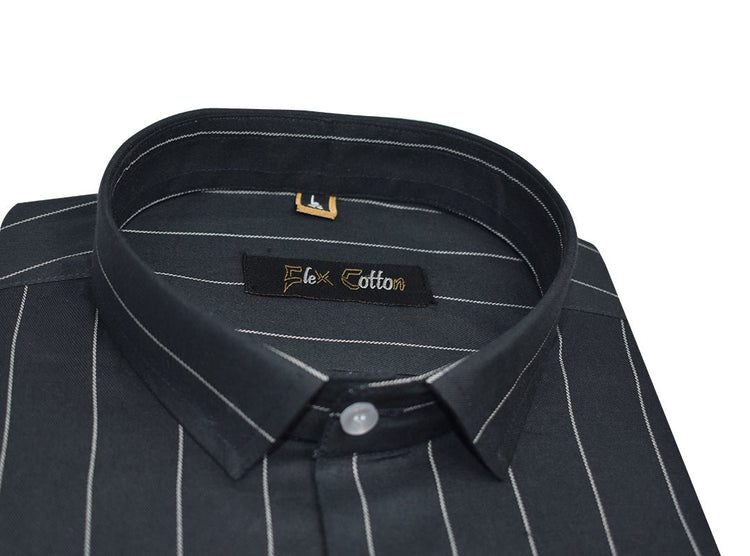 Navy Blue Color Lining Cotton Shirts For Men - Punekar Cotton