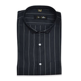 Navy Blue Color Lining Cotton Shirts For Men - Punekar Cotton